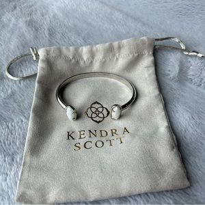 Kendra Scott Elton Silver Cuff Bracelet with White Kyocera Opal